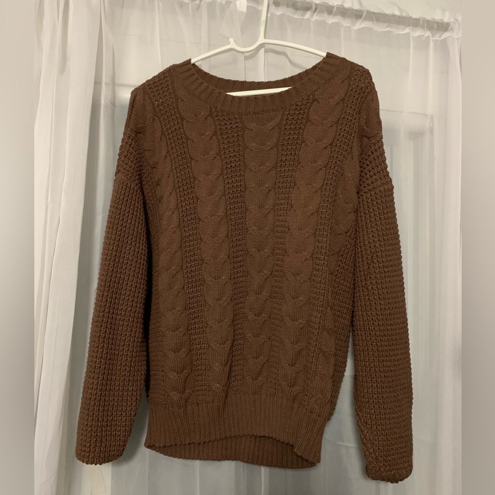 Brown, Knitted, American Eagle Sweater, XL
